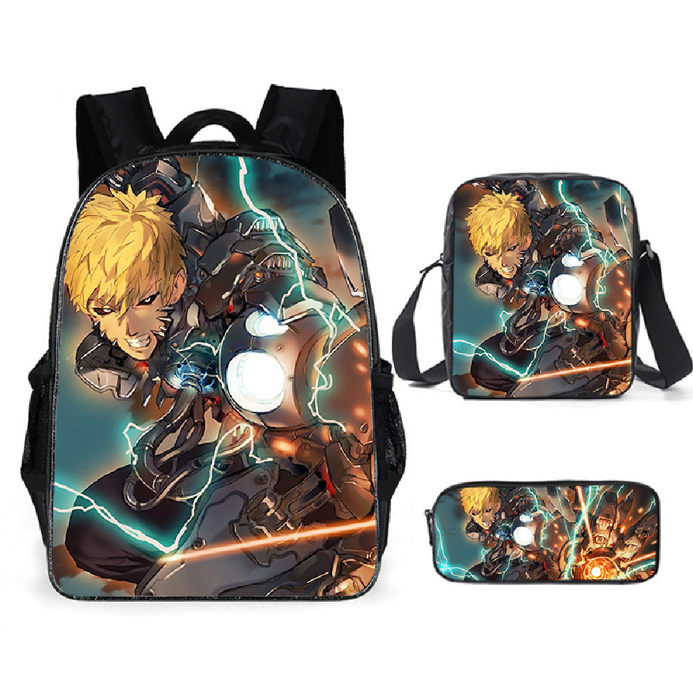 One Punch Man Schoolbag Backpack Lunch Bag Pencil Case Set Gift for Kids Students