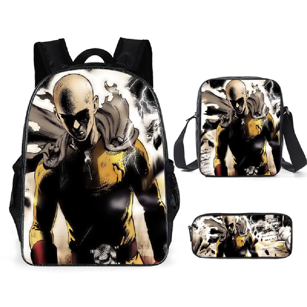 One Punch Man Schoolbag Backpack Lunch Bag Pencil Case Set Gift for Kids Students