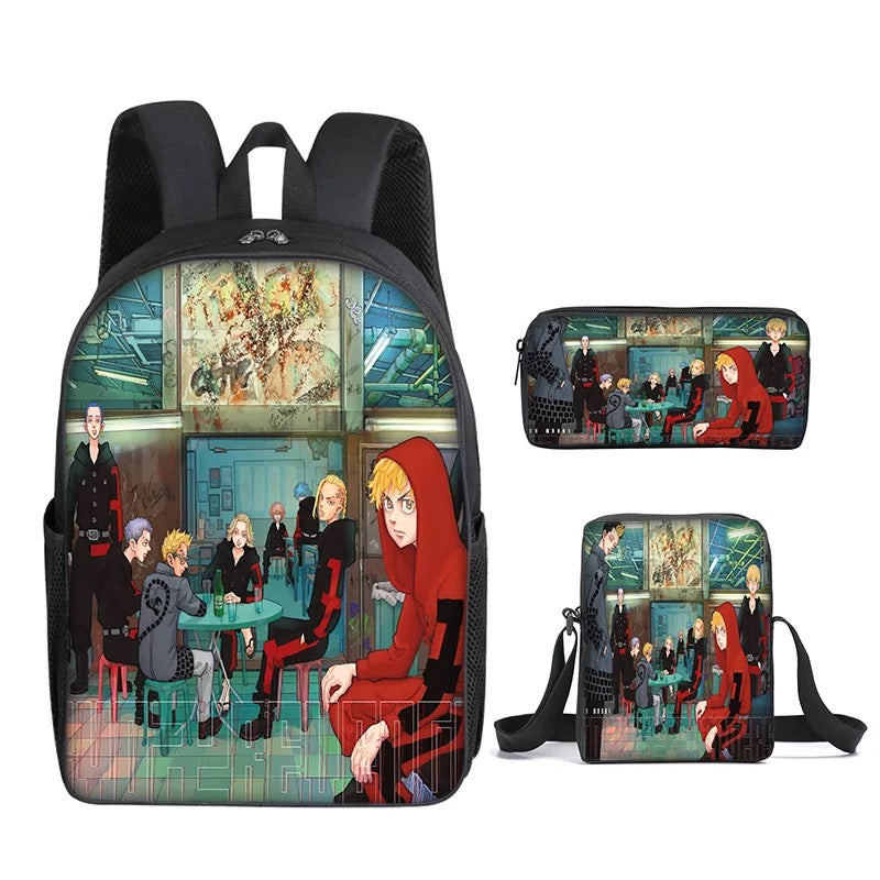 Tokyo Revengers Schoolbag Backpack Lunch Bag Pencil Case Set Gift for Kids Students