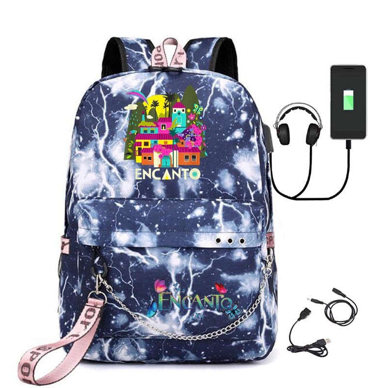 Encanto Mirabel USB Charging Backpack Shoolbag Notebook Bag Gifts for Kids Students