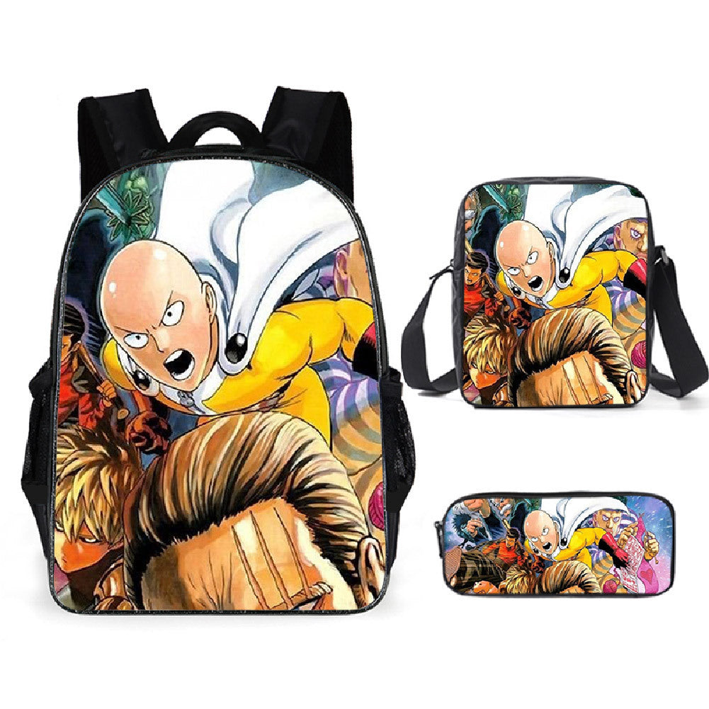 One Punch Man Schoolbag Backpack Lunch Bag Pencil Case Set Gift for Kids Students