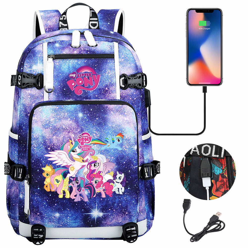 My Little Pony USB Charging Backpack School NoteBook Laptop Travel Bags