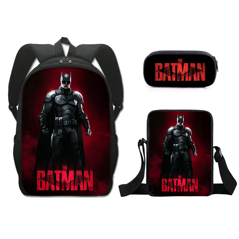 The Dark Knight Batman Schoolbag Backpack Lunch Bag Pencil Case Set Gift for Kids Students