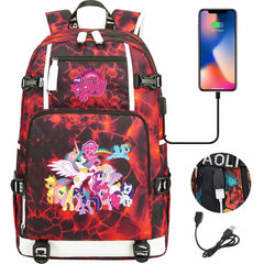 My Little Pony USB Charging Backpack School NoteBook Laptop Travel Bags