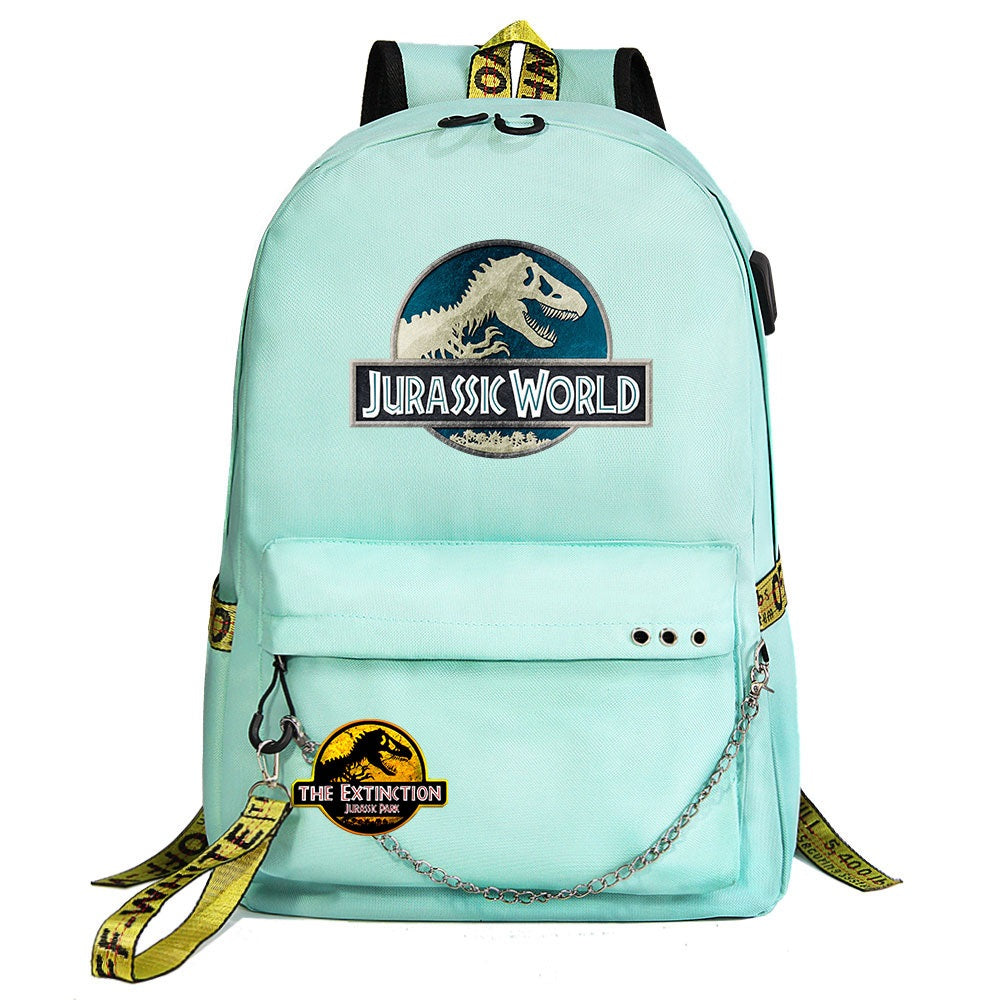 Jurassic World USB Charging Backpack Shoolbag Notebook Bag Gifts for Kids Students