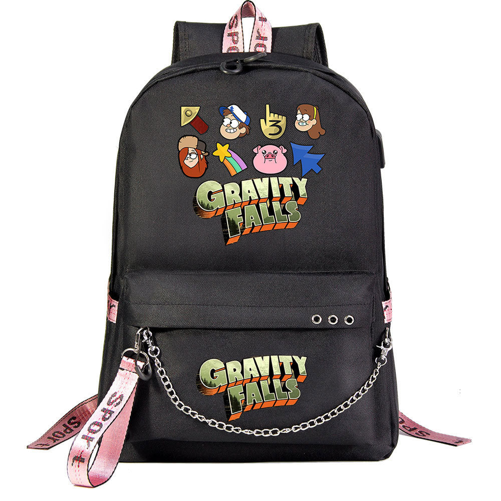 Gravity Falls USB Charging Backpack Shoolbag Notebook Bag Gifts for Kids Students