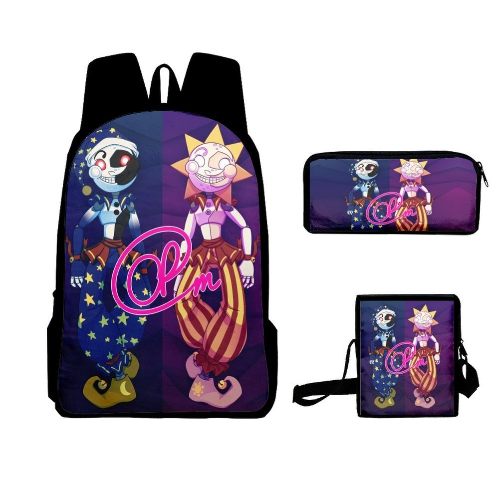 Fnaf Security Breach Sundrop Moondrop Schoolbag Backpack Lunch Bag Pencil Case Set Gift for Kids Students