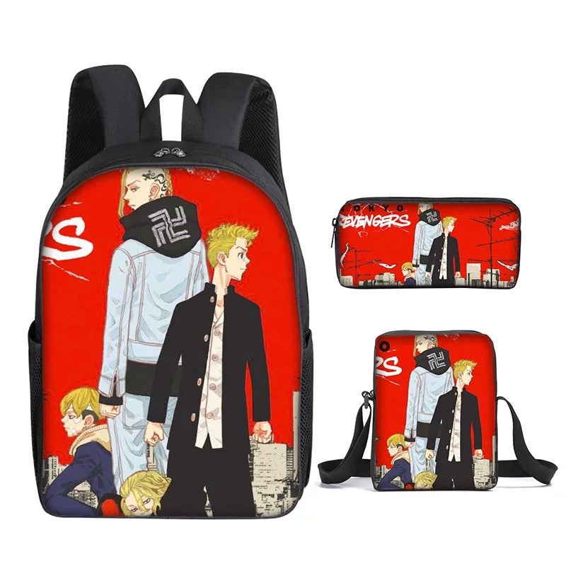 Tokyo Revengers Schoolbag Backpack Lunch Bag Pencil Case Set Gift for Kids Students