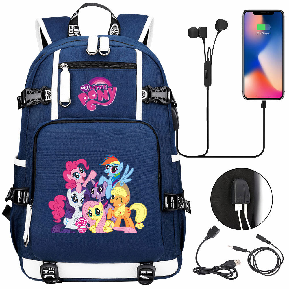 My Little Pony USB Charging Backpack School NoteBook Laptop Travel Bags