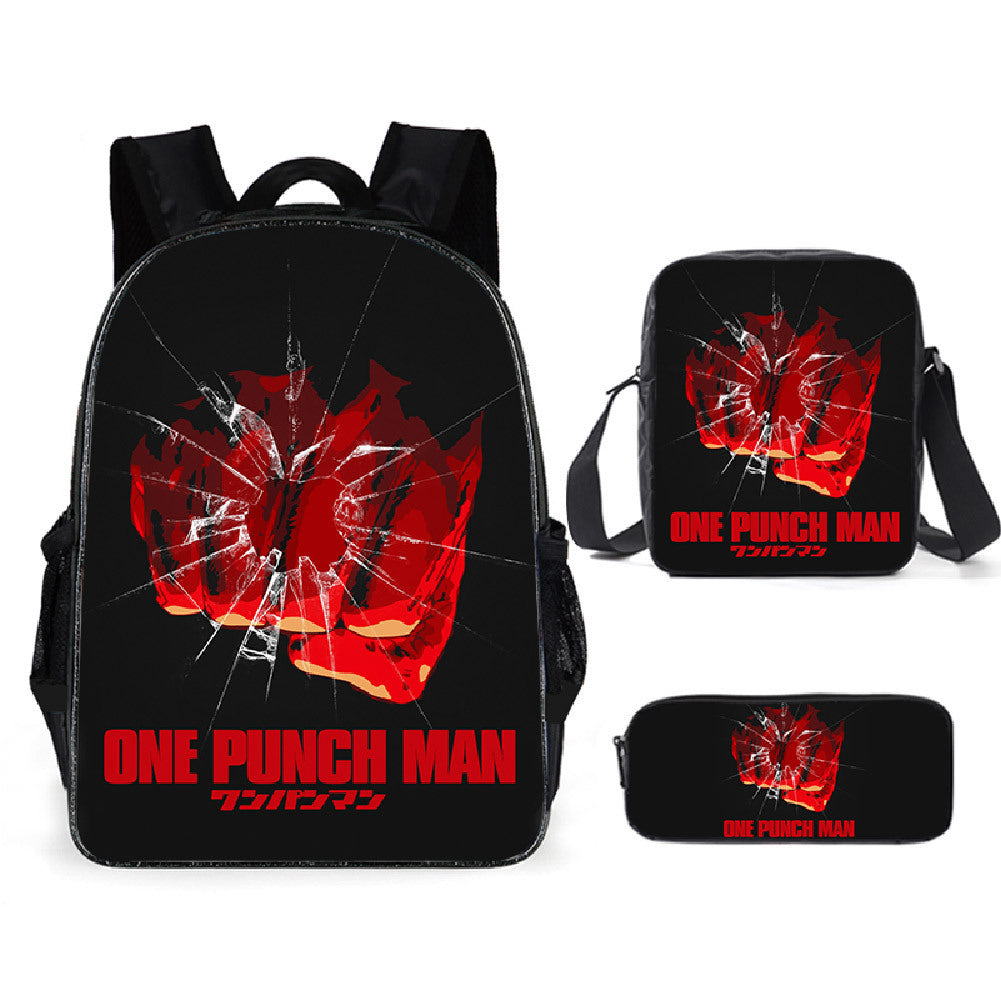 One Punch Man Schoolbag Backpack Lunch Bag Pencil Case Set Gift for Kids Students