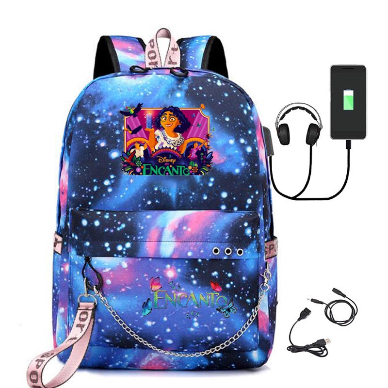 Encanto Mirabel USB Charging Backpack Shoolbag Notebook Bag Gifts for Kids Students