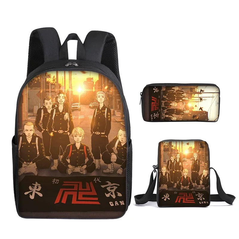 Tokyo Revengers Schoolbag Backpack Lunch Bag Pencil Case Set Gift for Kids Students