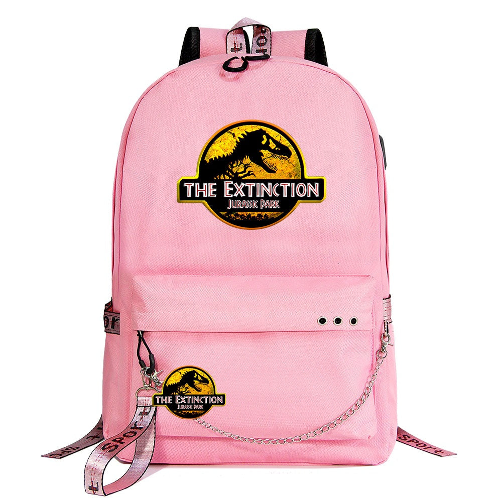 Jurassic World USB Charging Backpack Shoolbag Notebook Bag Gifts for Kids Students