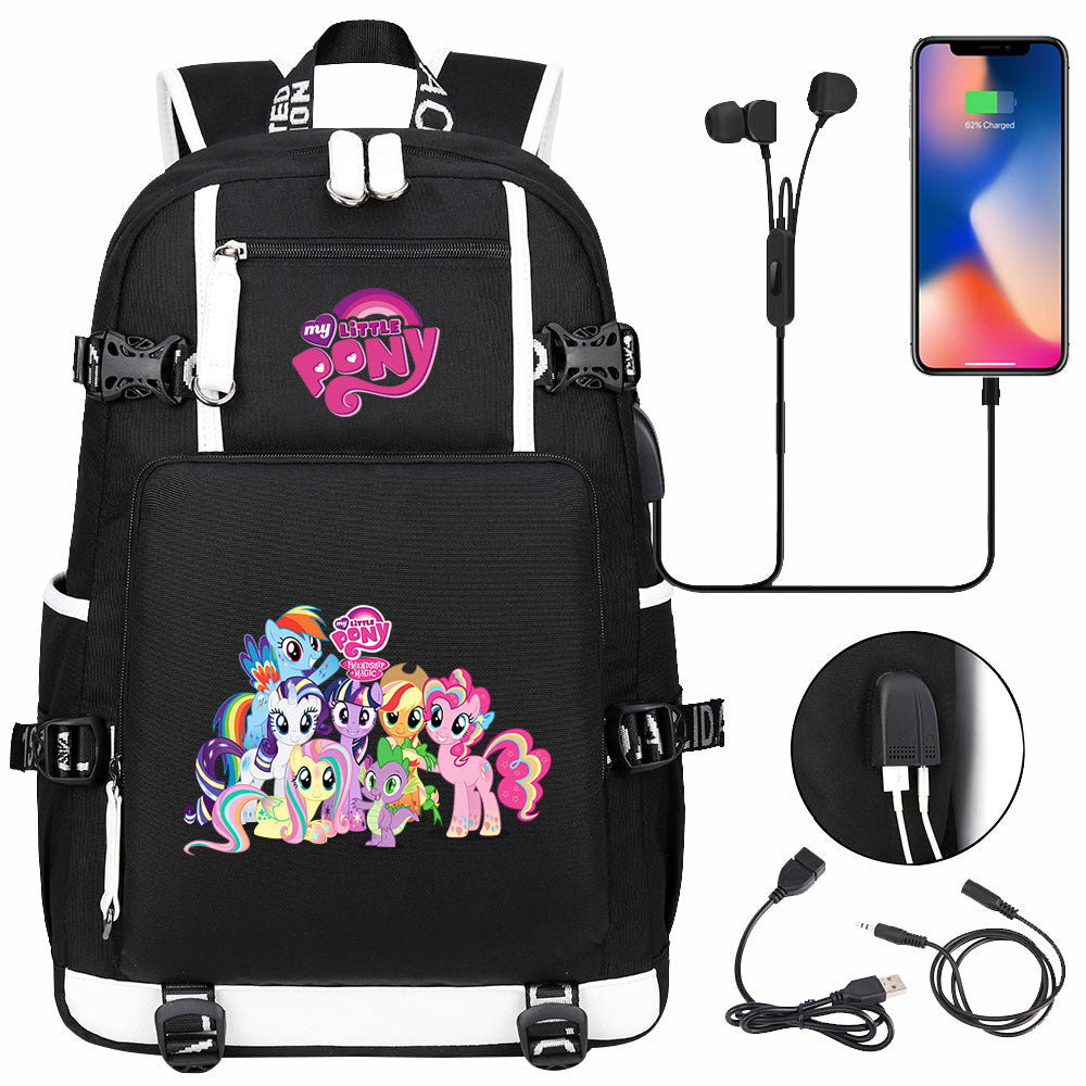 My Little Pony USB Charging Backpack School NoteBook Laptop Travel Bags