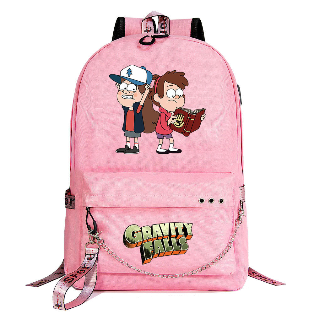 Gravity Falls USB Charging Backpack Shoolbag Notebook Bag Gifts for Kids Students