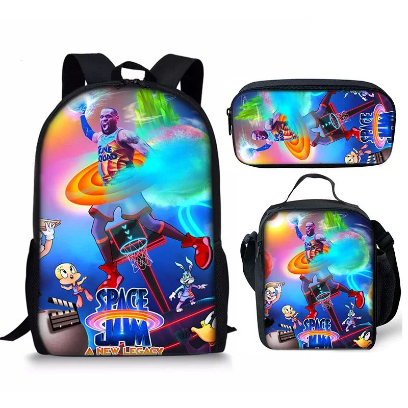 Space Jam A New Legacy Schoolbag Backpack Lunch Bag Pencil Case Set Gift for Kids Students