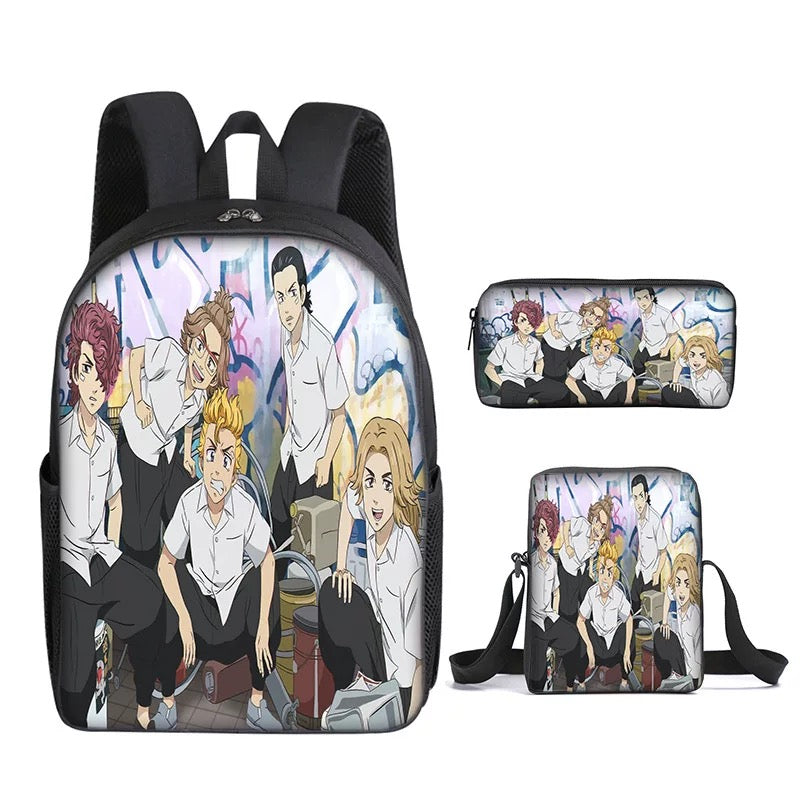 Tokyo Revengers Schoolbag Backpack Lunch Bag Pencil Case Set Gift for Kids Students