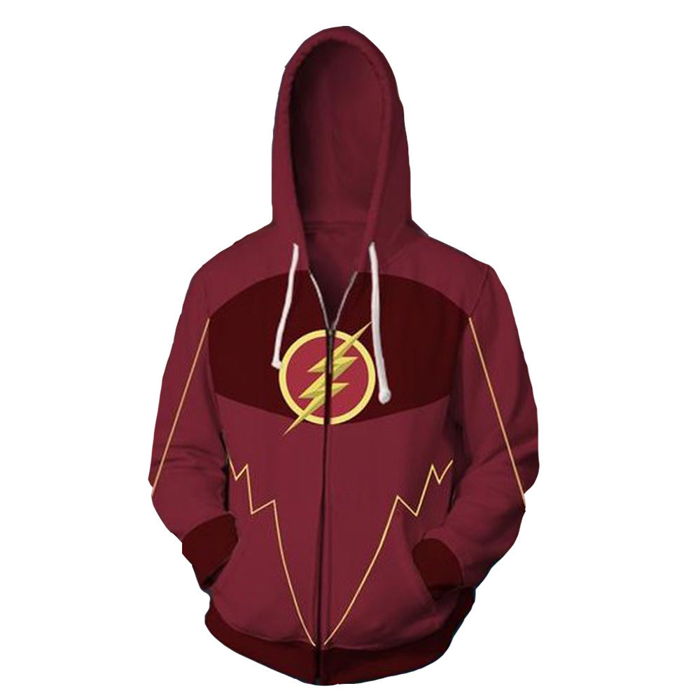 The Flash Barry Allen Superhero Cosplay Hoodie Sweatshirt Sweater Unisex Zipper Jacket Coat