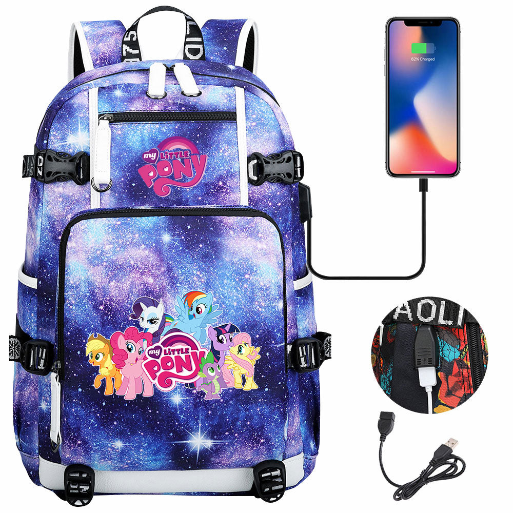 My Little Pony USB Charging Backpack School NoteBook Laptop Travel Bags