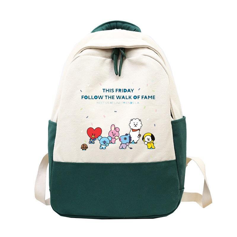 Cluci for girls, front side bts printed college bags girls