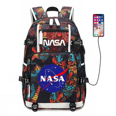 Space USB Charging Backpack School NoteBook Laptop Travel Bags