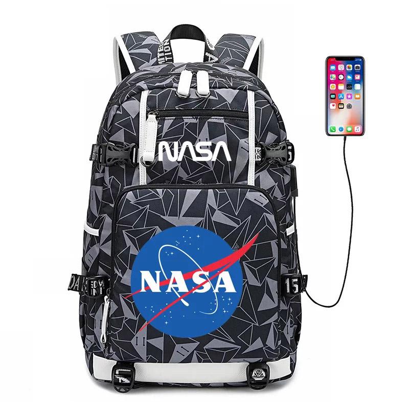 Space USB Charging Backpack School NoteBook Laptop Travel Bags