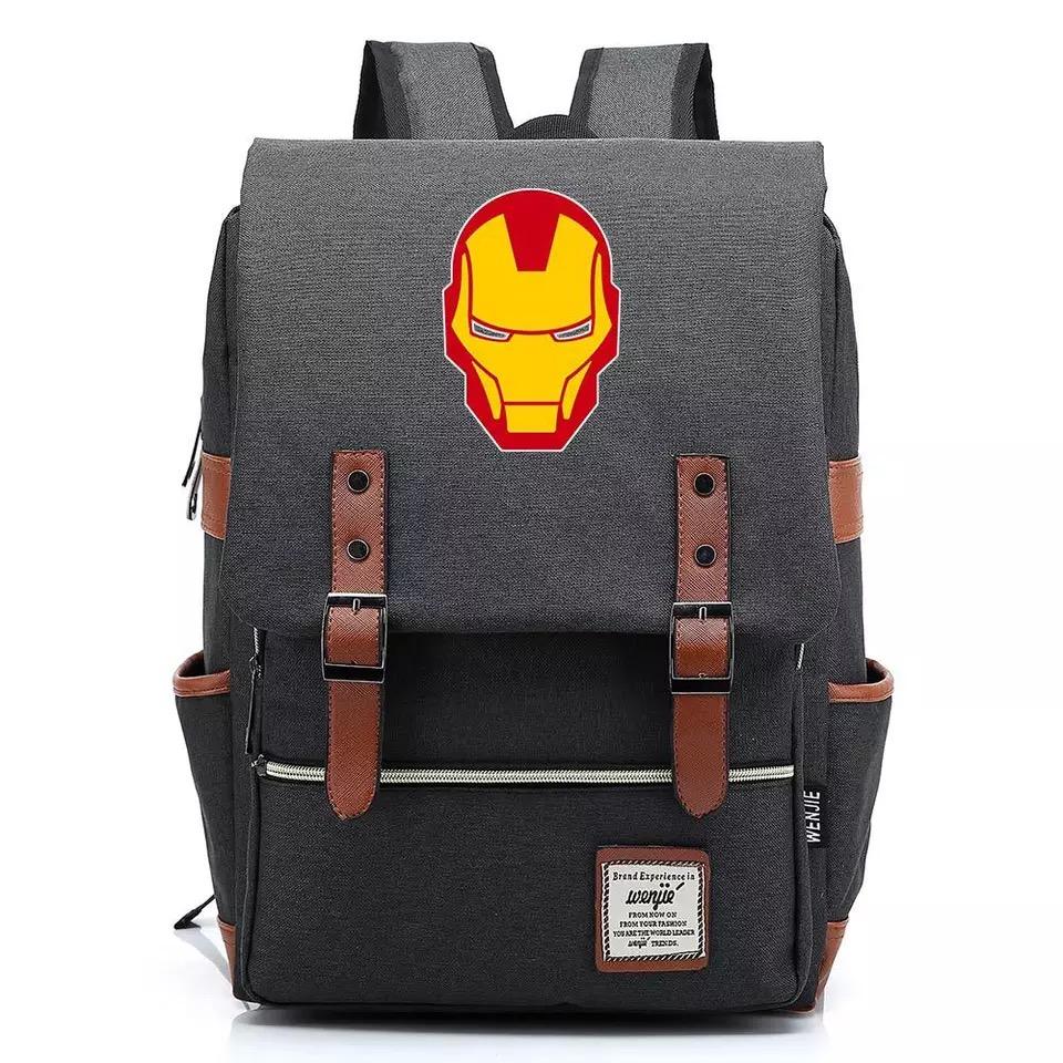 Iron Man Superhero Canvas Travel Backpack Notebook School Bag