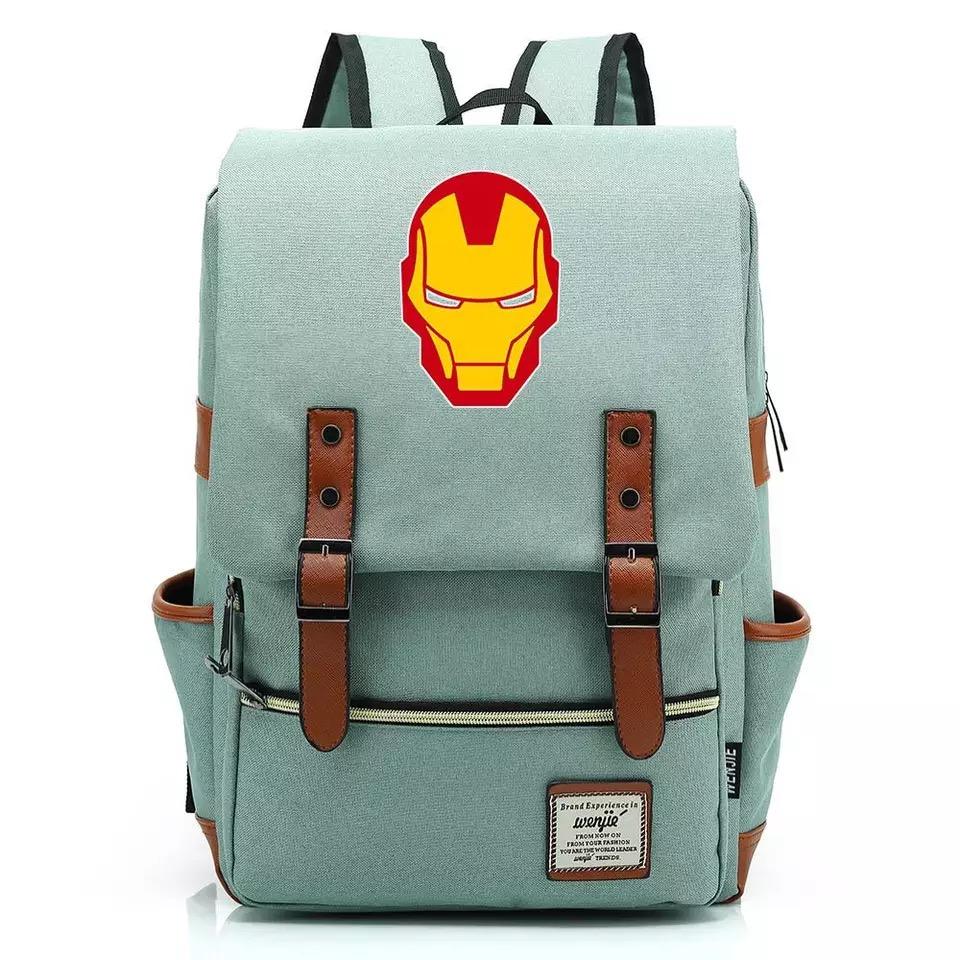 Iron Man Superhero Canvas Travel Backpack Notebook School Bag