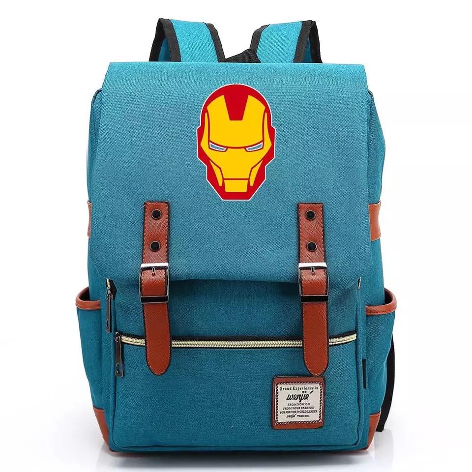 Iron Man Superhero Canvas Travel Backpack Notebook School Bag