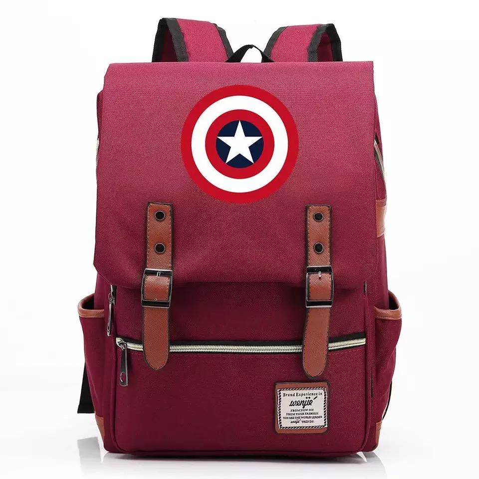 Captain America Superhero Canvas Travel Backpack Notebook School Bag