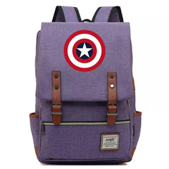 Captain America Superhero Canvas Travel Backpack Notebook School Bag