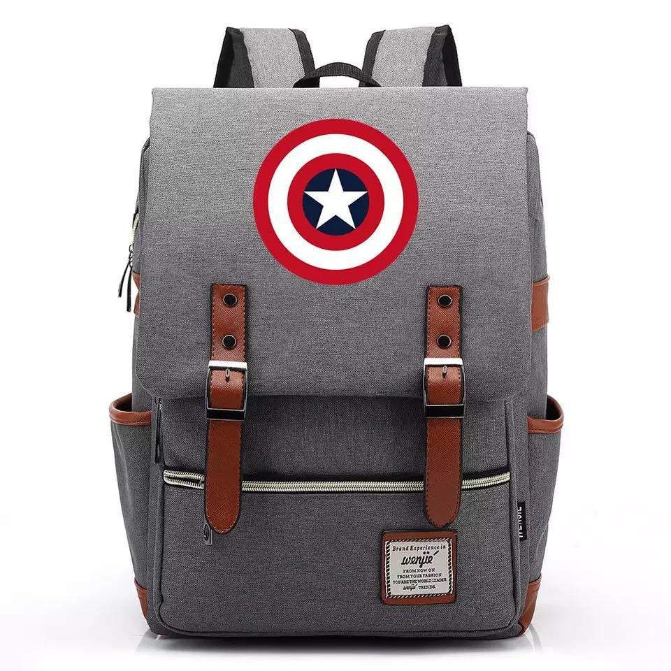 Captain America Superhero Canvas Travel Backpack Notebook School Bag