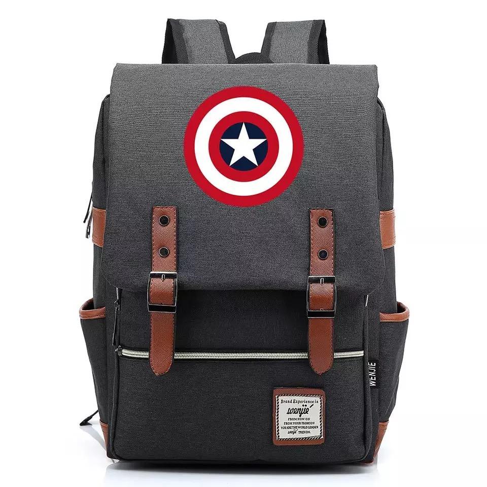 Captain America Superhero Canvas Travel Backpack Notebook School Bag