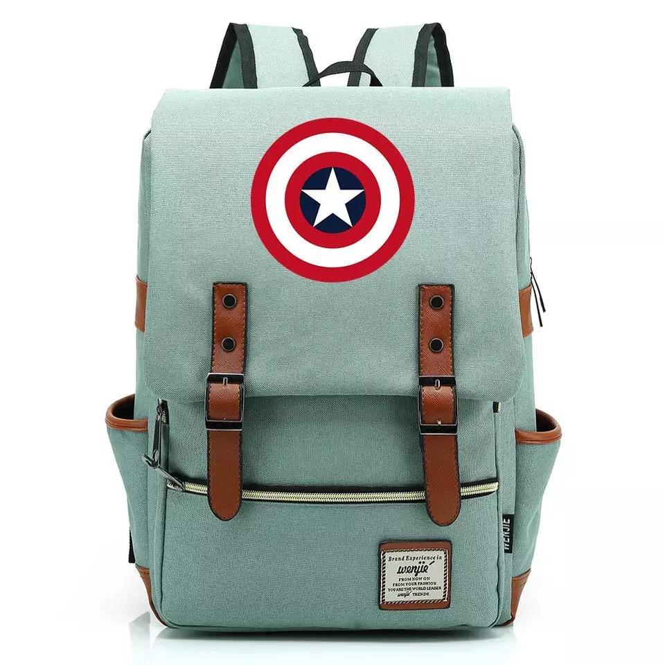 Captain America Superhero Canvas Travel Backpack Notebook School Bag