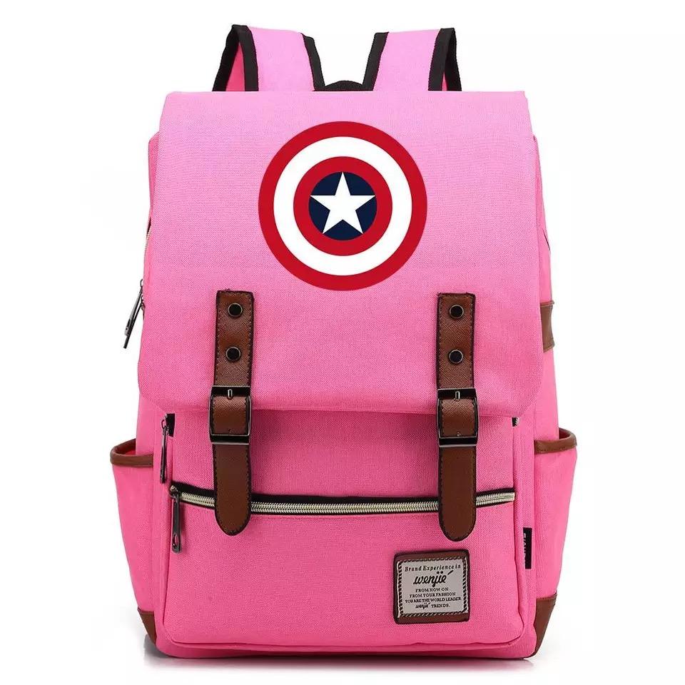 Captain America Superhero Canvas Travel Backpack Notebook School Bag