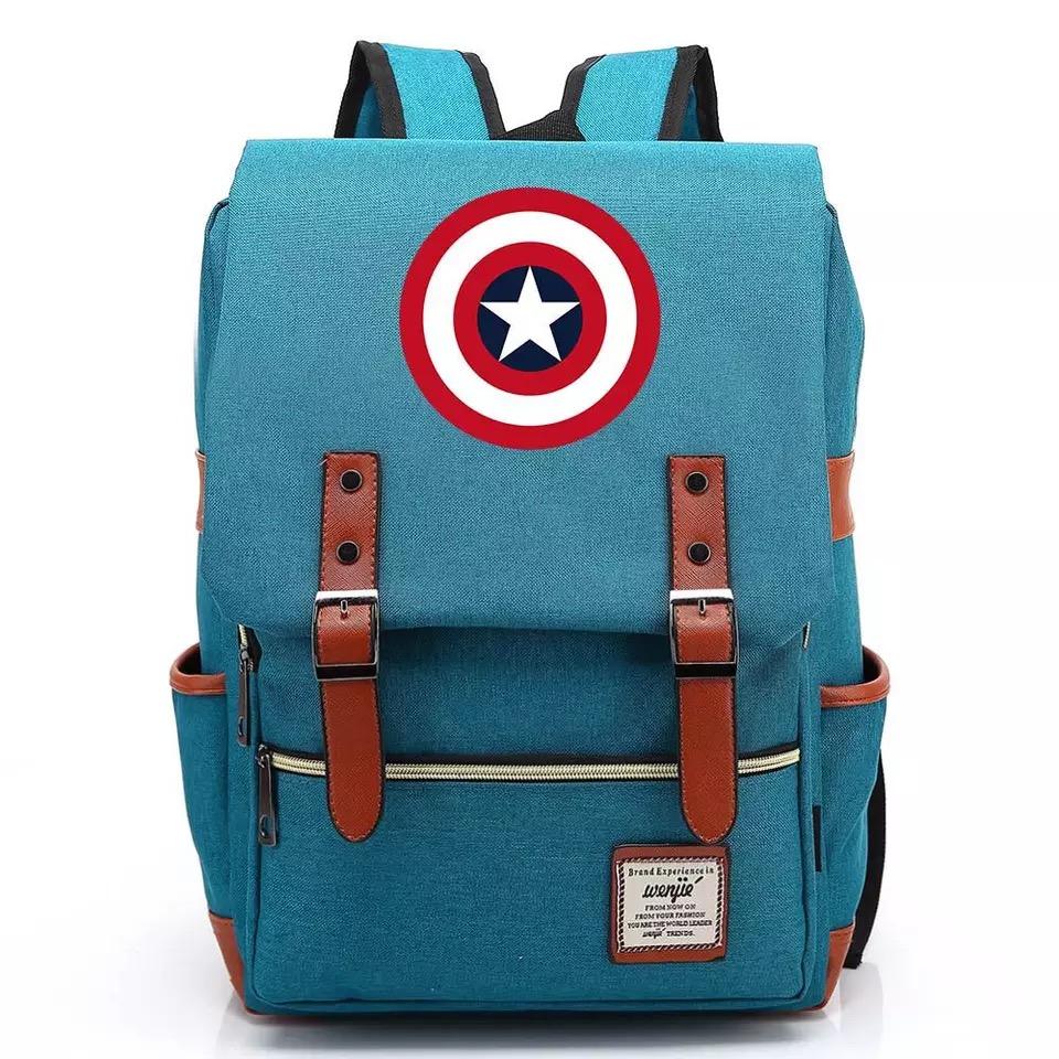 Captain America Superhero Canvas Travel Backpack Notebook School Bag