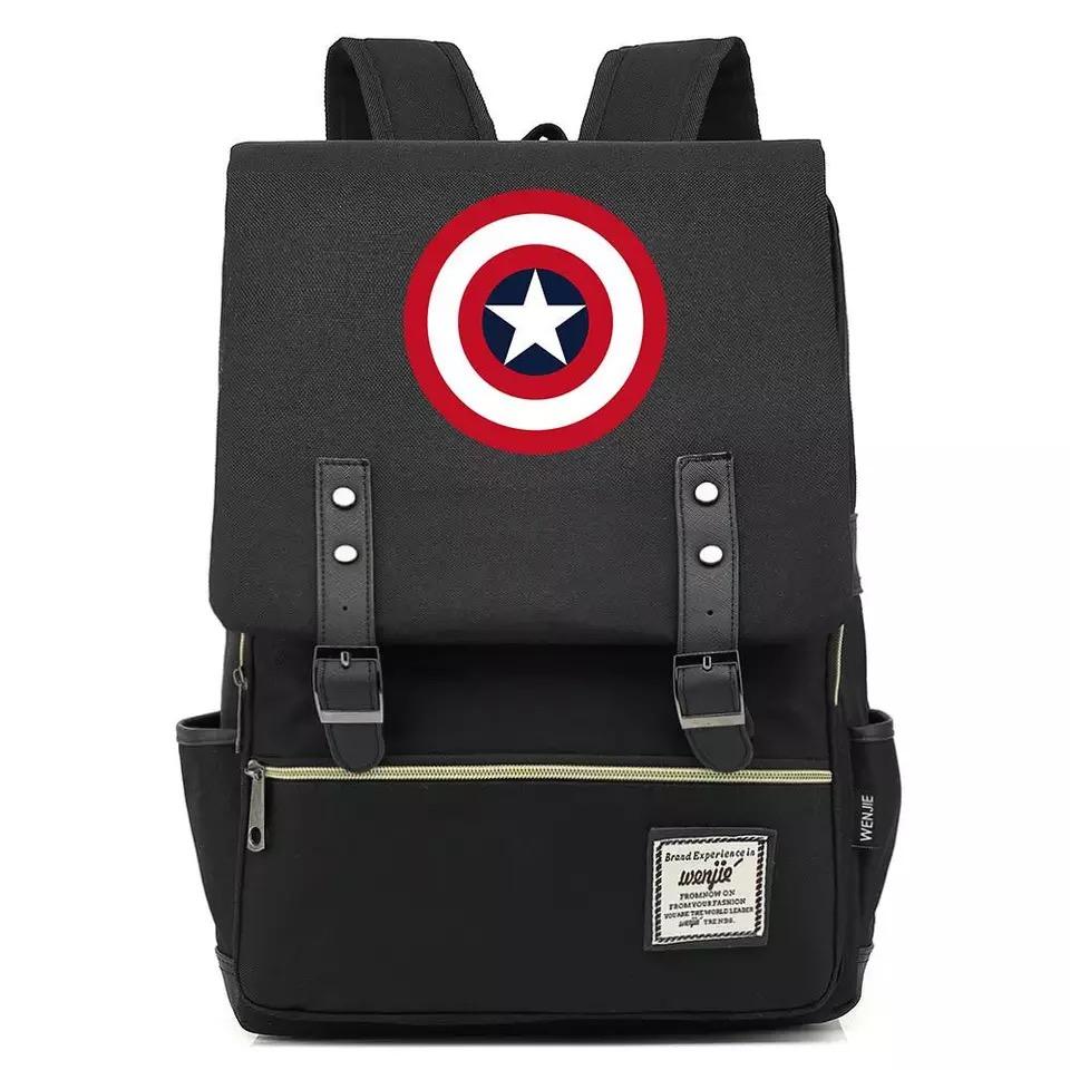 Captain America Superhero Canvas Travel Backpack Notebook School Bag