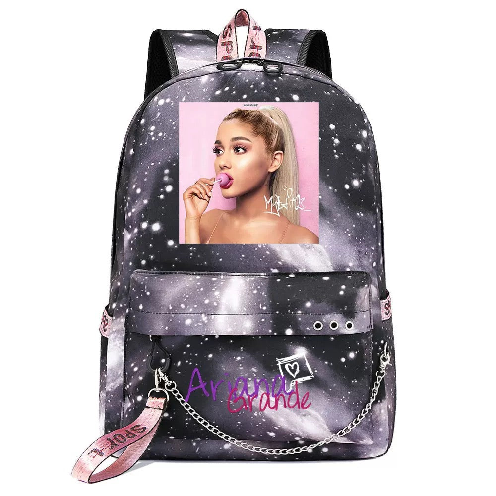 ArianaGrander Singer Shool Bag Backpack USB Charging Students Notebook Bag for Kids Gifts