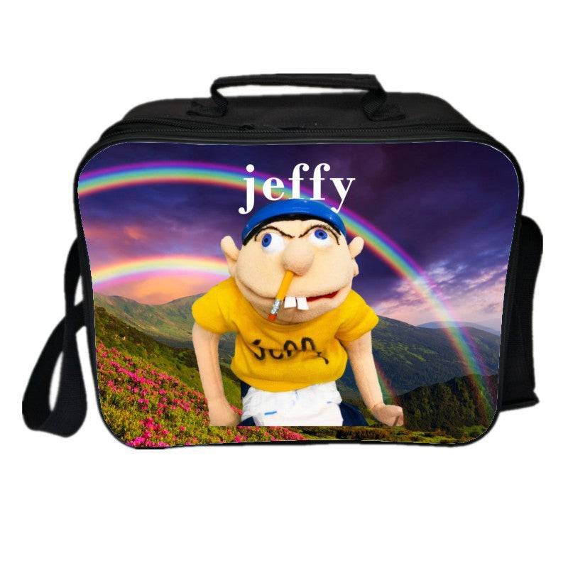 Jeffy PU Leather Portable Lunch Box School Tote Storage Picnic Bag