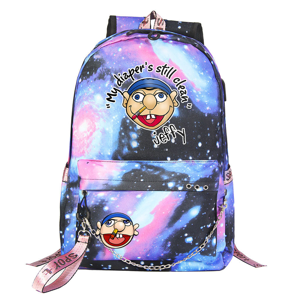 Jeffy USB Charging Backpack Shoolbag Notebook Bag Gifts for Kids Students