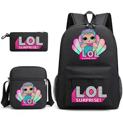 LOL Surprise Dolls School Bag Backpack Shoulder Bag Book Pencil Bags  3pcs Set