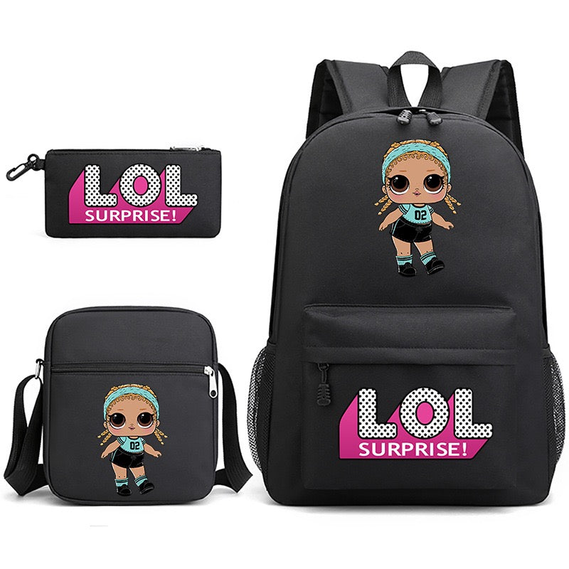 LOL Surprise Dolls School Bag Backpack Shoulder Bag Book Pencil Bags  3pcs Set