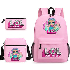 LOL Surprise Dolls School Bag Backpack Shoulder Bag Book Pencil Bags  3pcs Set