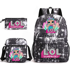 LOL Surprise Dolls School Bag Backpack Shoulder Bag Book Pencil Bags  3pcs Set