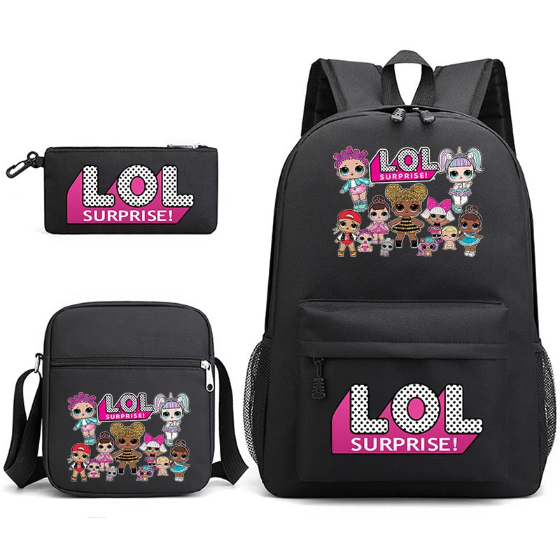 LOL Surprise Dolls School Bag Backpack Shoulder Bag Book Pencil Bags  3pcs Set