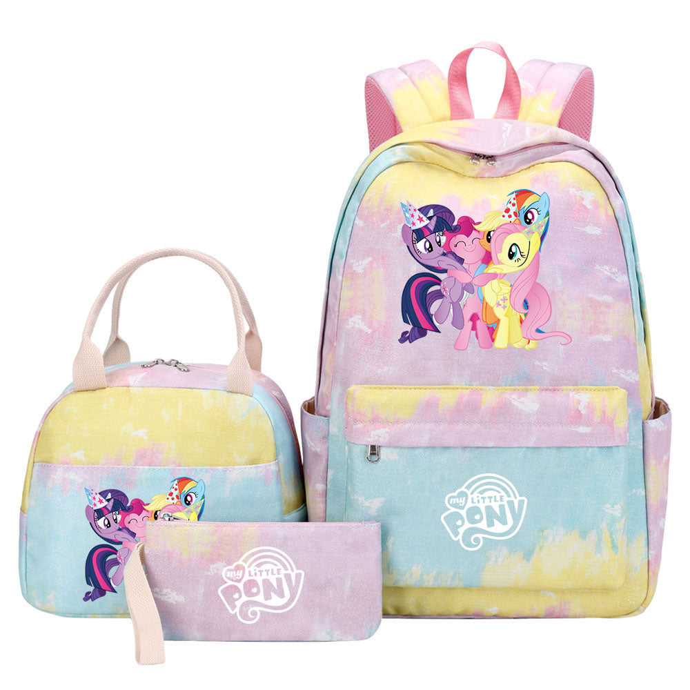 My Little Pony Pink Starry Sky SchoolBag Backpack Lunch Box Bag Book Pencil Bags  3pcs Set