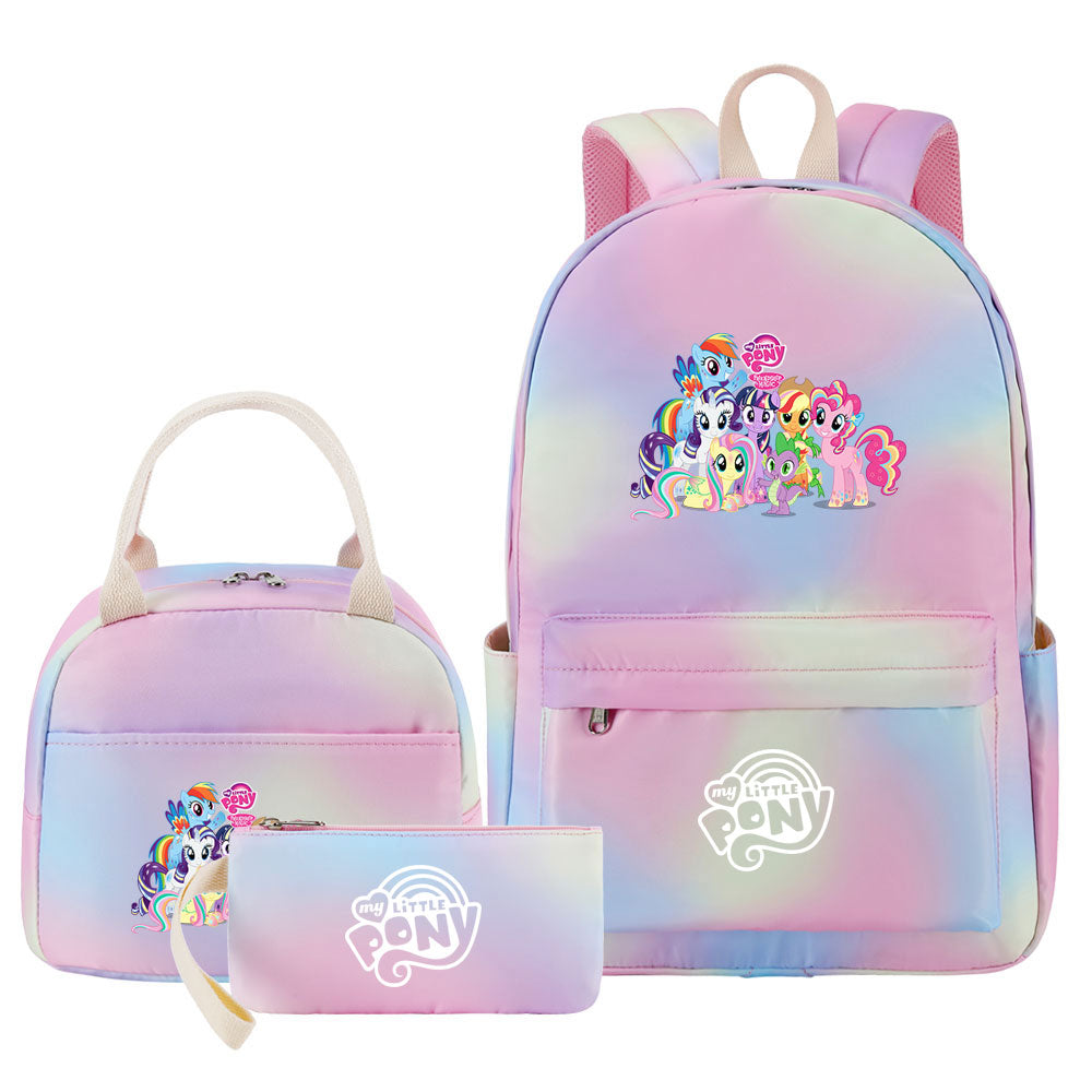 My Little Pony Pink Starry Sky SchoolBag Backpack Lunch Box Bag Book Pencil Bags  3pcs Set