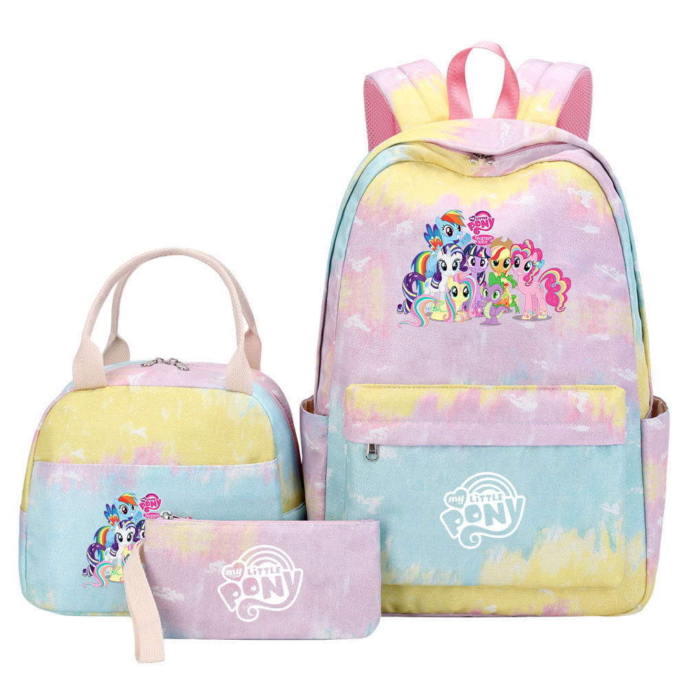 My Little Pony Pink Starry Sky SchoolBag Backpack Lunch Box Bag Book Pencil Bags  3pcs Set