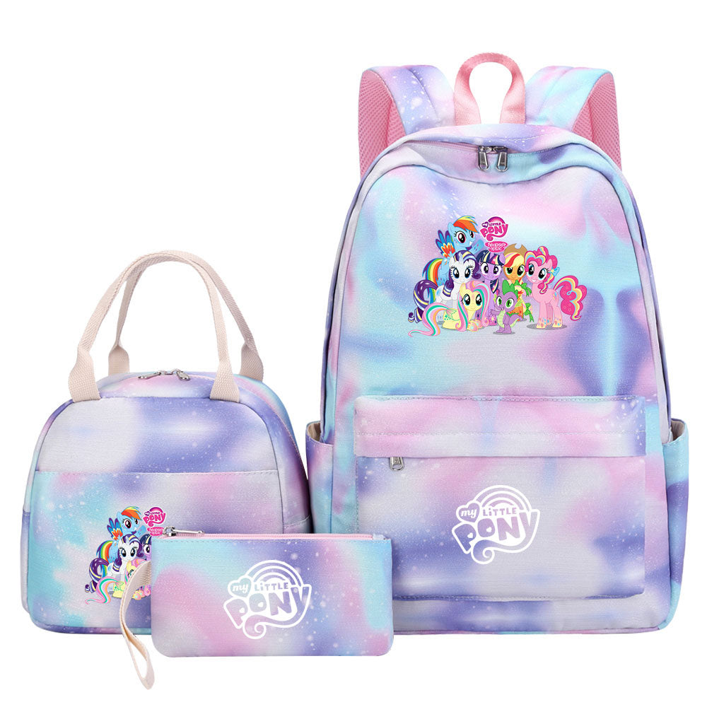 My Little Pony Pink Starry Sky SchoolBag Backpack Lunch Box Bag Book Pencil Bags  3pcs Set