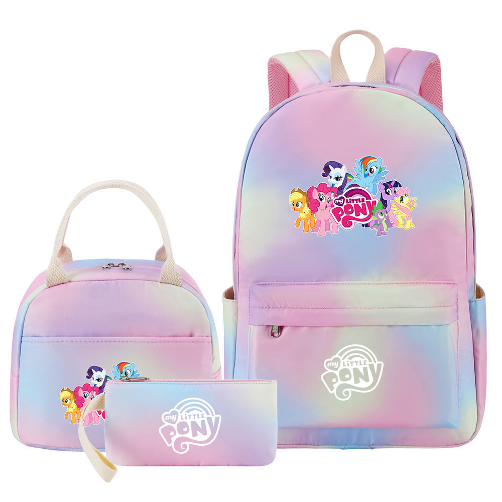 My Little Pony Pink Starry Sky SchoolBag Backpack Lunch Box Bag Book Pencil Bags  3pcs Set